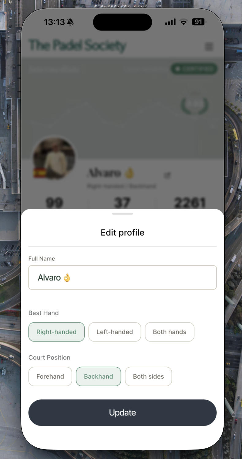 Edit Profile form